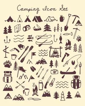 Camping icon set Stock Illustration