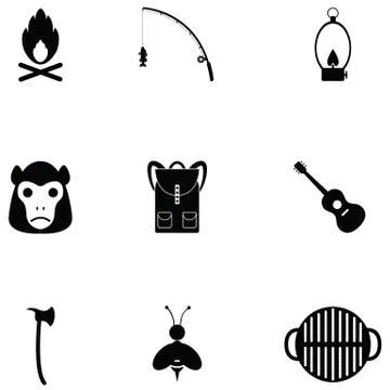 Camping icon set Stock Illustration