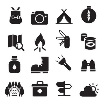 Camping icon set Stock Illustration