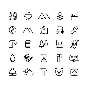 Camping icon set Stock Illustration
