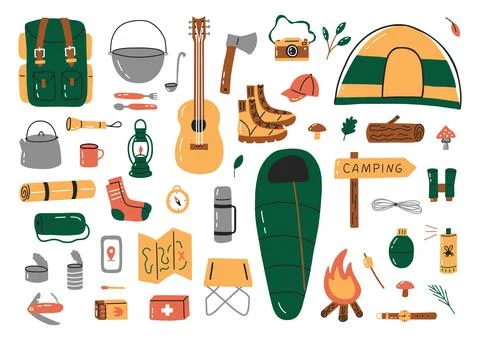 Camping icon set Stock Illustration