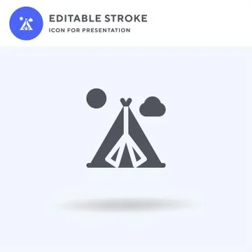 Camping icon vector, filled flat sign, solid pictogram isolated on white, logo Illustrazione stock