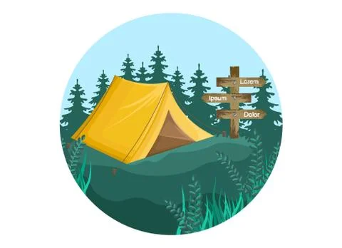 Camping icon Vector flat style. Park nature outdoors backgrounds Ilustración de archivo