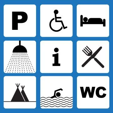 Camping icons Stock Illustration