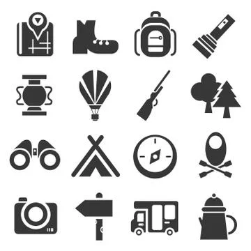 Camping icons Illustrazione stock