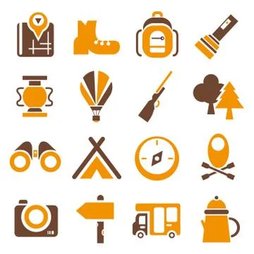 Camping icons Stock Illustration