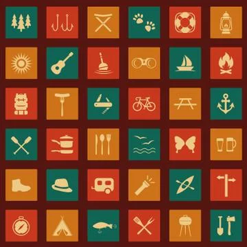 Camping icons, Stock Illustration