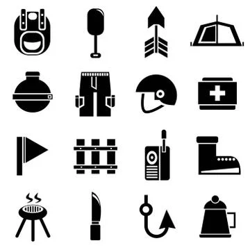 Camping icons Stock Illustration