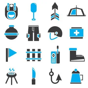Camping icons Stock Illustration