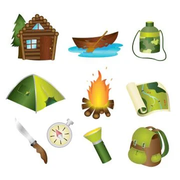 Camping icons Stock Illustration