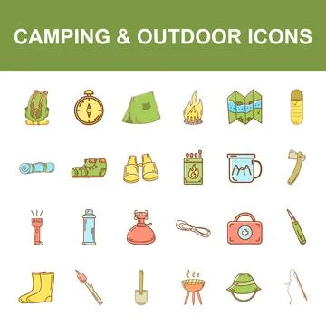 Camping icons Stock Illustration