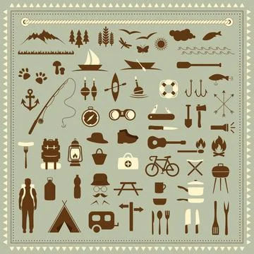 Camping icons Stock Illustration