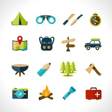 Camping Icons Set Ilustración de archivo