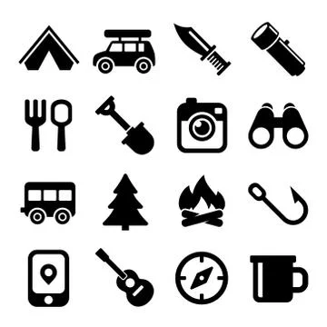 Camping Icons Set 库存插图