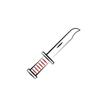 Camping, knife 2 colored line icon. Simple hand drawn color element illustration Stock Illustration