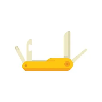 Camping knife icon flat vector. Army multitool Illustrazione stock