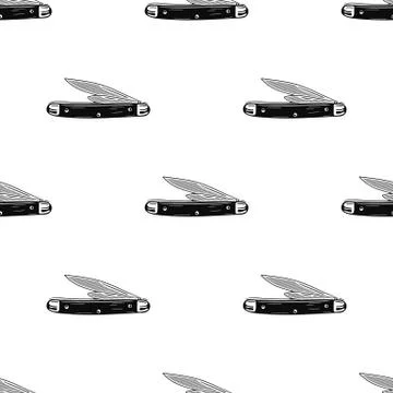 Camping Knife seamless pattern. Silhouette distressed style. Outdoor adventure Stock Illustration