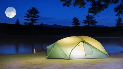 Camping by the lake Stock Footage 280386920