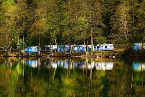 Camping on the lake Stock Photos