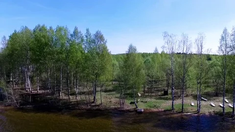 Camping on the lake in summer Stock Footage 70404926