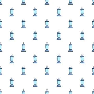Camping lantern and lamp seamless repeating pattern Stock Illustration