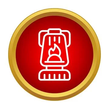 Camping lantern icon in round red button Ilustración de archivo