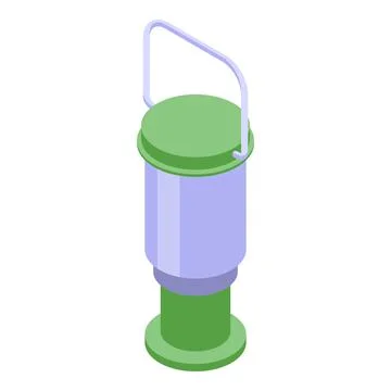 Camping lantern illuminating hiking path, portable light source for outdoor.. イラスト素材