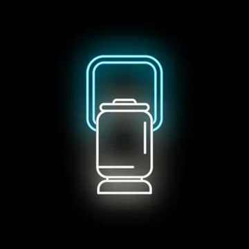 Camping lantern neon icon shining blue light Illustrazione stock