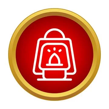 Camping lantern producing light icon in red circle Stock Illustration