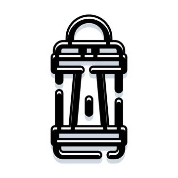 Camping lantern producing light in outline style Stock Illustration