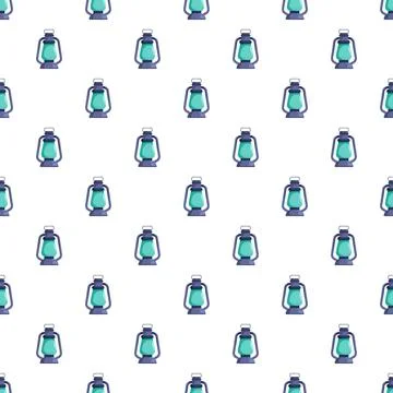 Camping lantern seamless pattern for outdoor equipment and light 스톡 일러스트