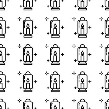 Camping lantern seamless pattern vector illustration 스톡 일러스트