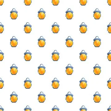 Camping lanterns creating a seamless outdoor pattern 스톡 일러스트