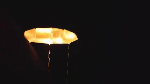 Camping with light from small lantern with bokeh background Stock Footage 310226825