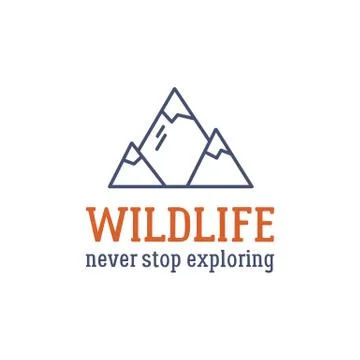 Camping logo design with typography and travel elements - mountain. Vector text Illustrazione stock