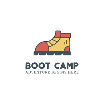 Camping logo design with typography and travel elements - camp mug. text - Illustrazione stock