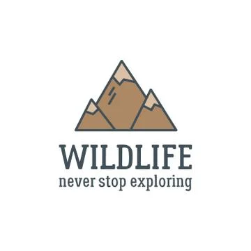 Camping logo design with typography and travel elements - mountain. text - Illustrazione stock