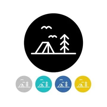 Camping logo line icon, vector color illustration Stock Illustration