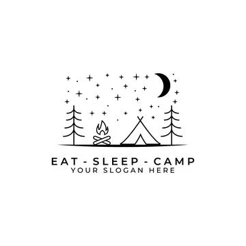 Camping logo vector illustration design , premium template logo design Stock Illustration