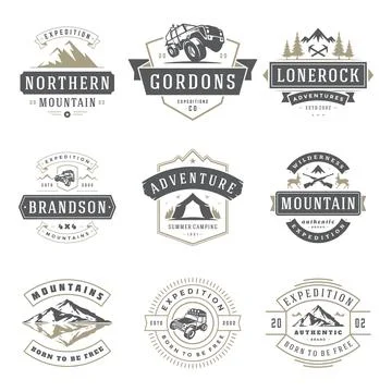 Camping logos templates vector design elements Stock Illustration