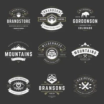 Camping logos templates vector design elements Illustrazione stock