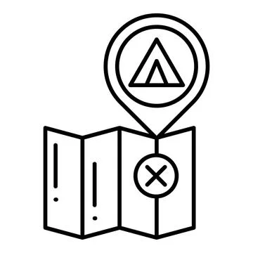 Camping Map Line Icon Stock Illustration