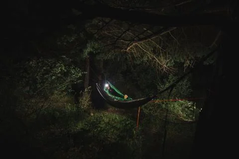 Camping in the middle of the forest Stock Photos