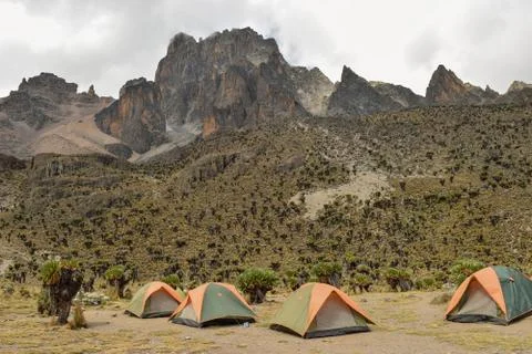 Camping at Mount Kenya Stock Photos