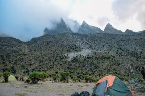 Camping at Mount Kenya Stock Photos