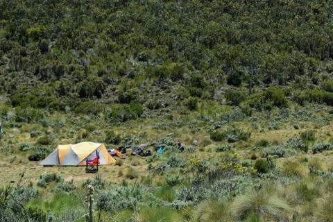 Camping at Mount Kenya Stock Photos