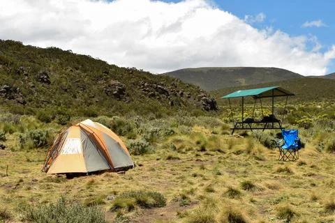 Camping at Mount Kenya Stock Photos
