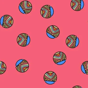 Camping mountain landscape vector seamless pattern Illustrazione stock