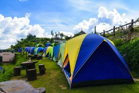 Camping on the mountain Stock Photos