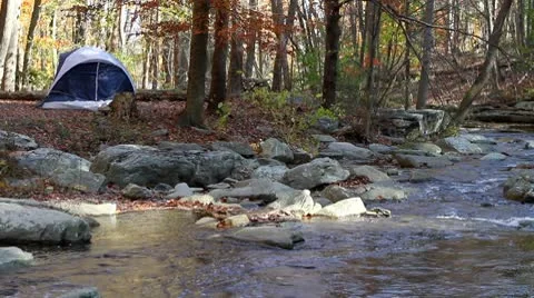 Camping By Mountain Stream Video stock 8968310